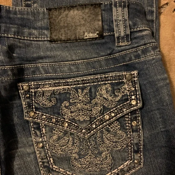 💙 Petrol Blue Boot Cut Jeans with Embellished Pockets 💙 - Picture 6 of 9